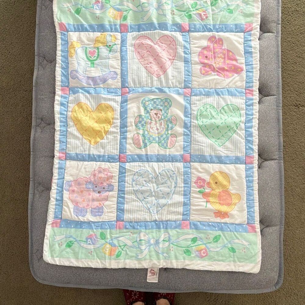 Little Bedding Vintage Baby Quilt Pastel Crib Blanket Red Calliope